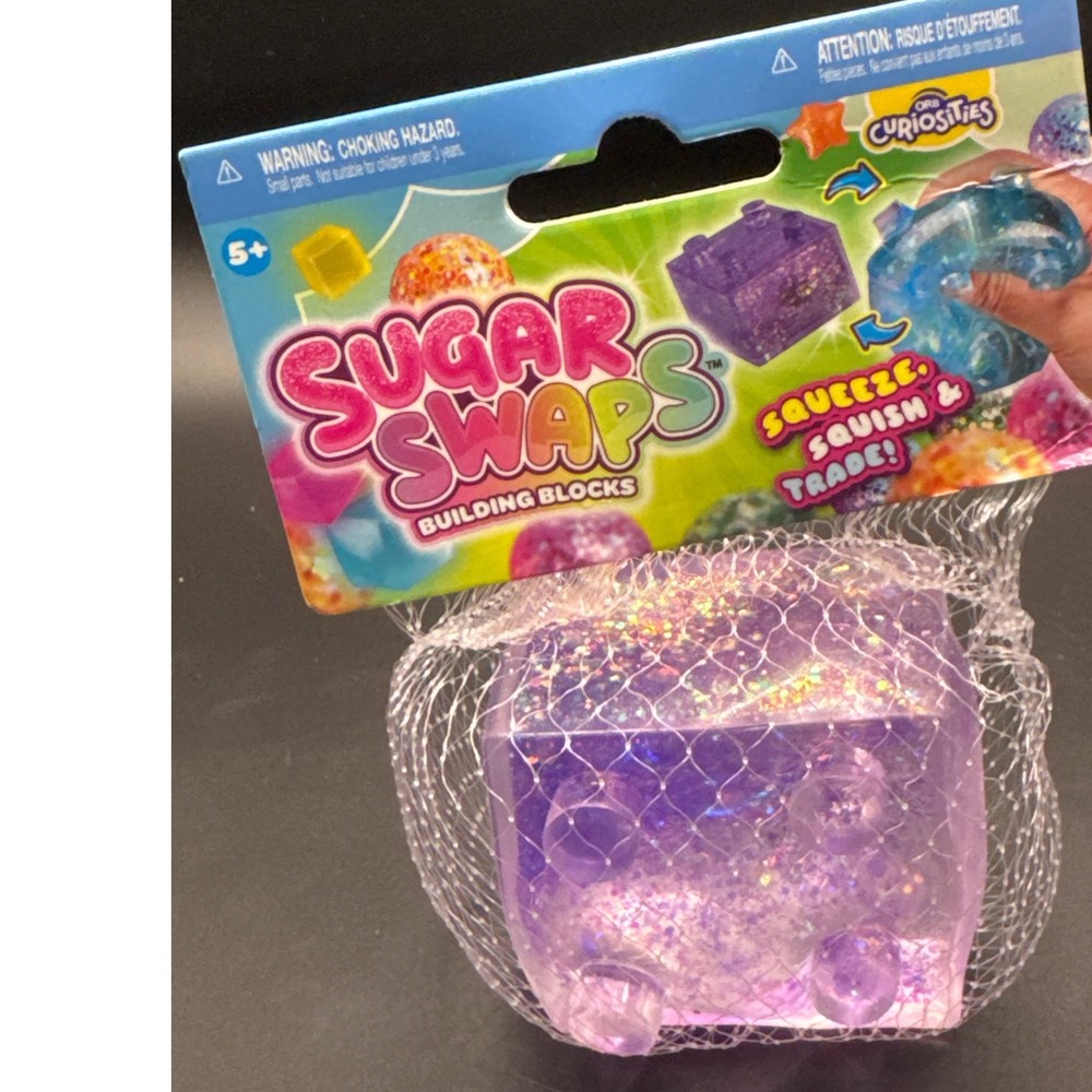 Orb Curiosities Sugar Swaps Building Blocks Purple Glitter Squishy Fidget Toy